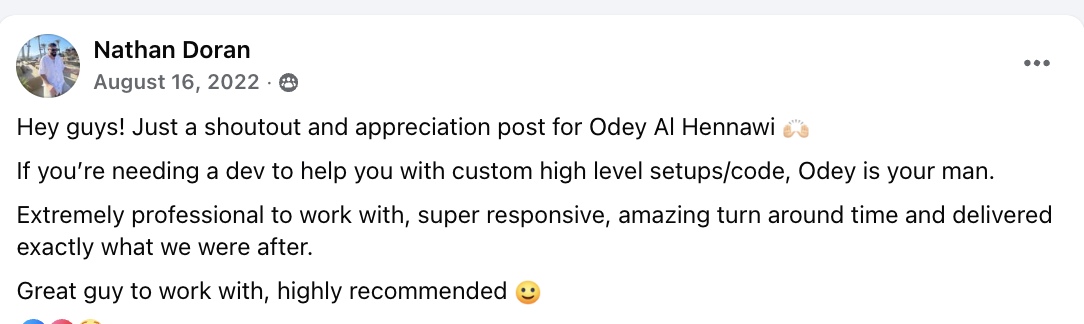 Client testimonial - Nathan Doran